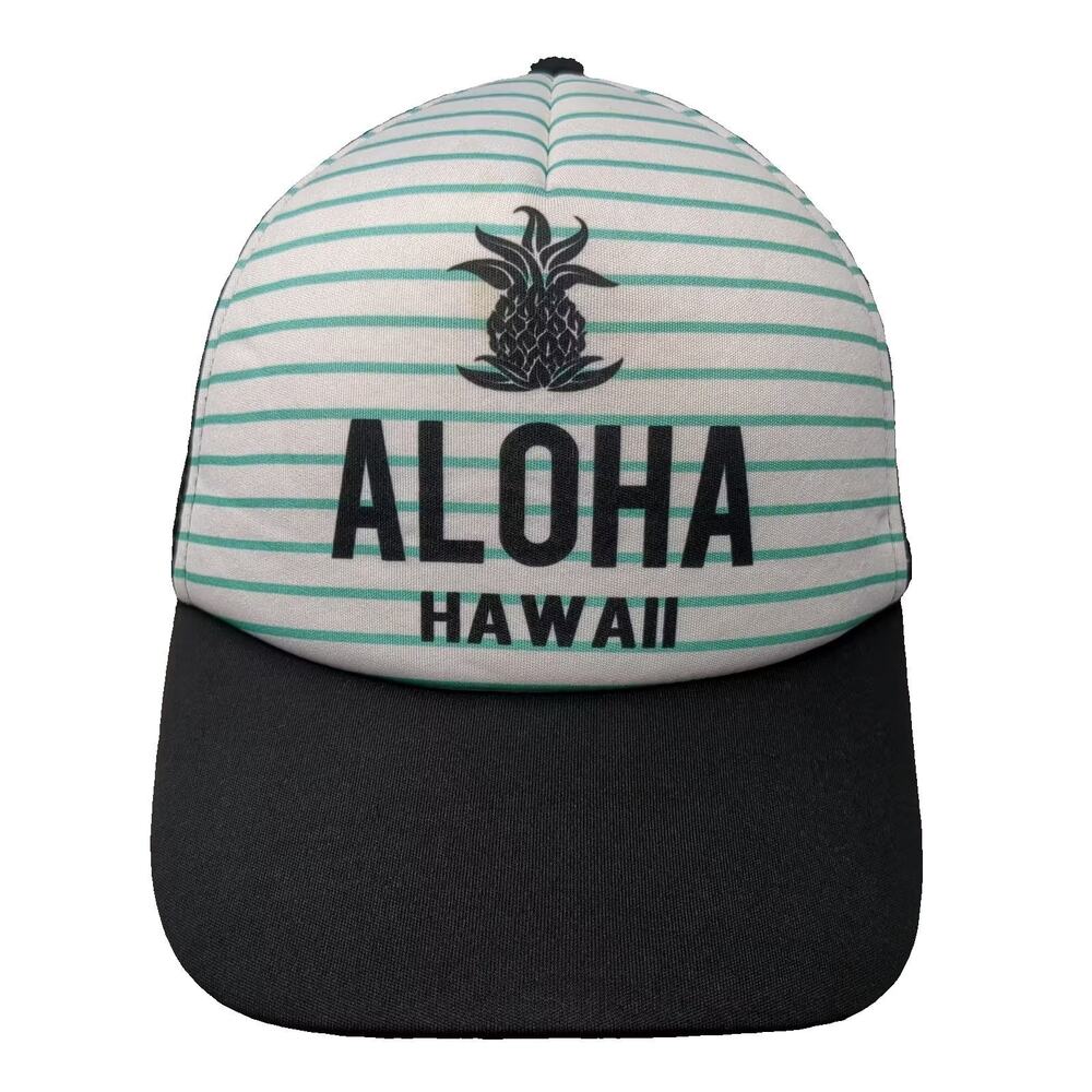 Surfware Aloha Hawaii Pineapple White Green Trucker Hat One Size Foam Mesh Back